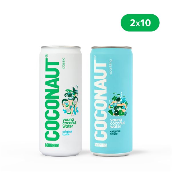 Woda kokosowa z młodego kokosa 320 ml MIX 2x10 (zestaw 20 sztuk)