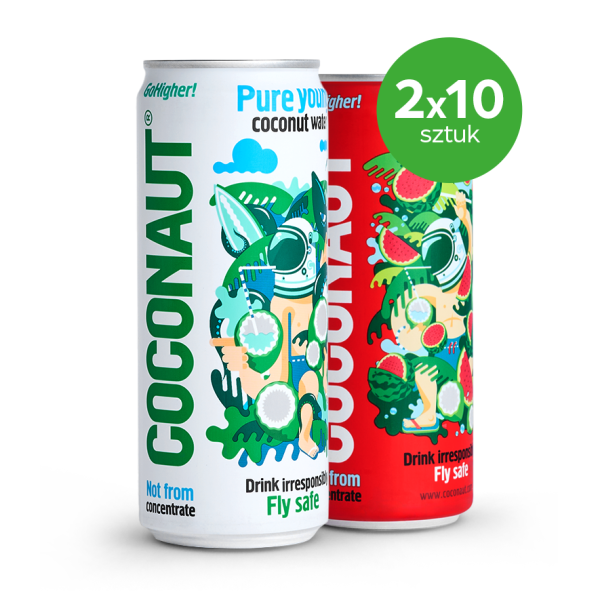 Woda kokosowa z młodego kokosa 320 ml MIX 2x10 (zestaw 20 sztuk)
