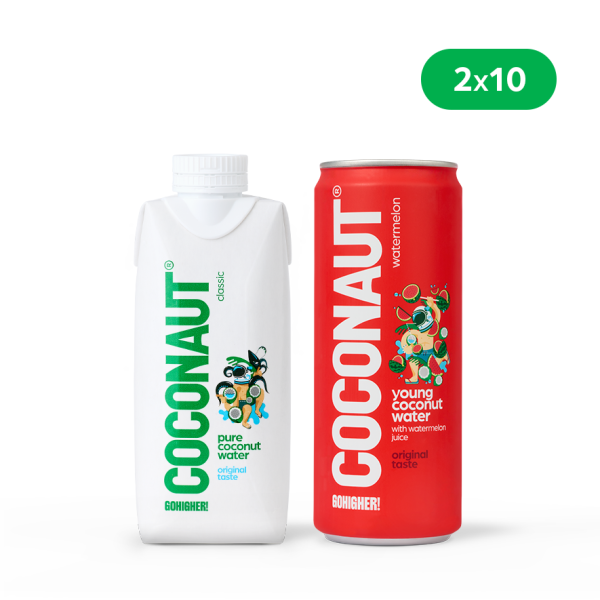 Woda kokosowa MIX 2x10 (zestaw 20 sztuk)